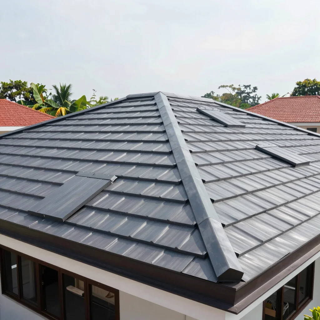 Architectural shot of a modern house roof, highlighting the durab