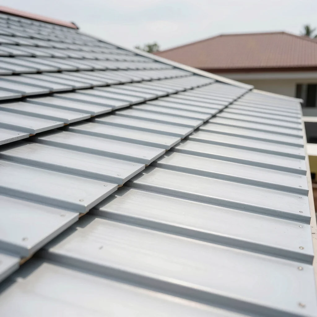 Close-up detail of high-quality roofing material installation, sh